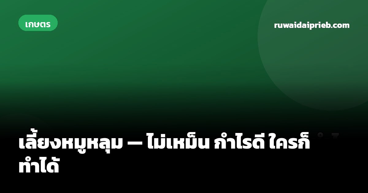 เลี้ยงหมูหลุม — ไม่เหม็น กำไรดี ใครก็ทำได้