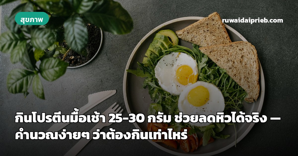 กินโปรตีนมื้อเช้า 25-30 กรัม ช่วยลดหิวได้จริง — คำนวณง่ายๆ ว่าต้องกินเท่าไหร่